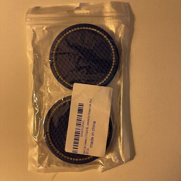 Blue Car Cup Holder Coasters with Bling set of 4 NWT - Picture 4 of 4